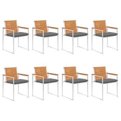 Tuinstoelen 8 st met kussens massief acaciahout