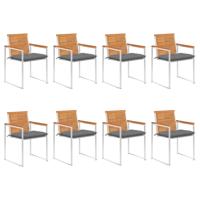 Tuinstoelen 8 st met kussens massief acaciahout