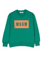 MSGM Kids sweat en coton à logo imprimé - Vert