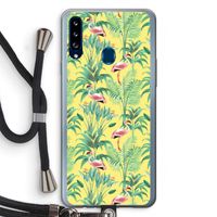Flamingo party: Samsung Galaxy A20s Transparant Hoesje met koord