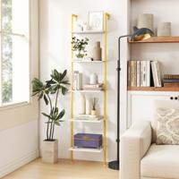 5-laags Ladderrek Boekenrek voor Wandmontage met Kantelbeveiliging en Metalen Frame
