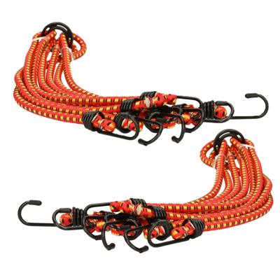 Bagage spin/spanelastiek voor fiets/auto - 2x - rood - 80 cm - rubber met 4 spinhaken