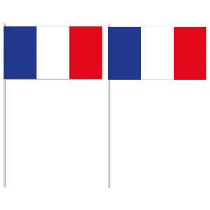 Frankrijk zwaaivlaggetjes - 12 x 24 cm - papieren vlag - met stokje 40 cm