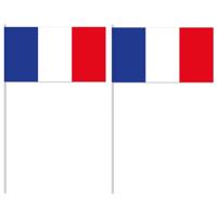 Frankrijk zwaaivlaggetjes - 12 x 24 cm - papieren vlag - met stokje 40 cm
