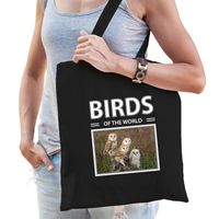Kerkuil tasje zwart volwassenen en kinderen - birds of the world kado boodschappen tas