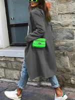 Plain Long Sleeve Pockets Casual Outwear - thumbnail