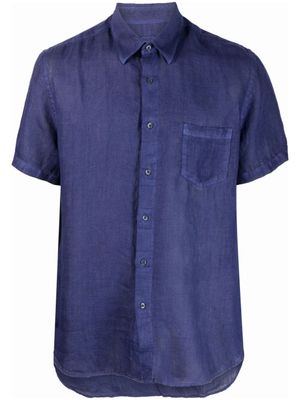120% Lino chemise en lin à manches courtes - Bleu