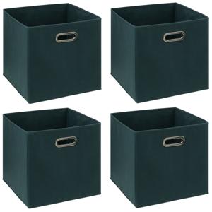 Opbergmand/kastmandje - 4x - Smaragd groen - 31 x 31 x 31 cm - 29 liter - Vakkenkast manden - Stof