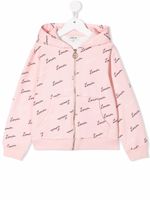 Lanvin Enfant hoodie zippé à logo imprimé - Rose - thumbnail