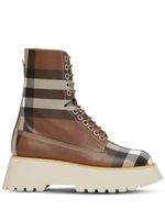 Burberry bottines lacées à motif Vintage Check - Marron