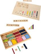 Houten leerbox met rekenstaven en rekenblokjes - Montessori leermateriaal - thumbnail