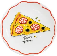 Blond Amsterdam gebaksbordje aardewerk pizza buon appetito 18x1.5cm multi