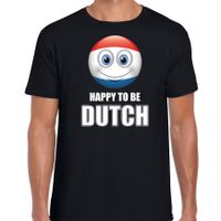 Holland emoticon Happy to be Dutch landen t-shirt zwart heren - thumbnail