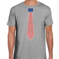 Verkleed t-shirt voor heren - Amerikaanse stopdas - grijs - themafeest