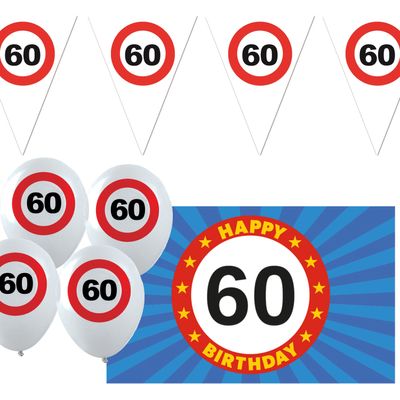 Verjaardag 60 jaar versiering pakket stopborden thema 5-delig