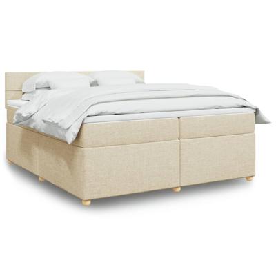 Boxspring met matras stof crèmekleurig 200x200 cm