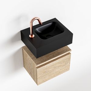 Toiletmeubel Mondiaz Andor | 40 cm | Meubelkleur Washed oak | Lex vrijhangend wastafel Urban Rechts | 1 kraangat