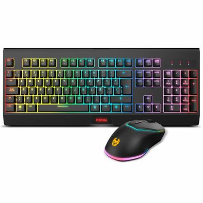 Toetsenbord en muis Krom NXKROMKBLSP Zwart Multicolour Qwerty Spaans