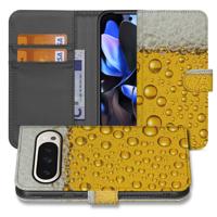Google Pixel 10 | 10 Pro | Book Case | Geel Schuim Bierprint | Portemonnee hoesje