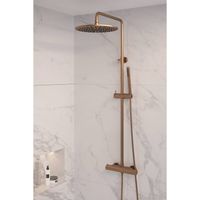 Regendouche Brauer Copper Showerpipe met Thermostaat 30 cm Koper Brauer - thumbnail