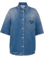 Prada chemise en jean à logo triangle - Bleu