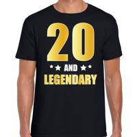 20 and legendary verjaardag cadeau t-shirt - zwart - gouden letters - heren - 20 jaar geworden
