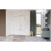Fortifura Galeria Vrijstaande Inloopdouche - 120x200cm - Glas mat - antikalk - 8mm veiligheidsglas - wandsteunen - Geborsteld RVS PVD (RVS) SW927769 2x/SW797928