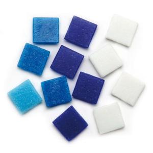 Glorex mozaiek steentjes/tegeltjes - groot verpakking - vierkant - 220x stuks - blauw - 2 x 2 cm