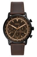 Fossil Goodwin chronometer Herenhorlogemet leren band, 44 mm