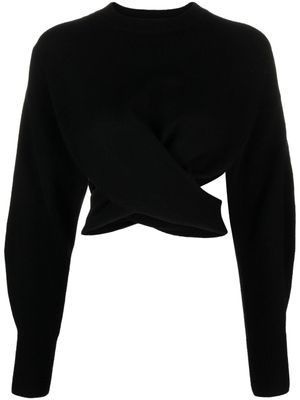 Alexander McQueen pull crop à détail torsadé - Noir