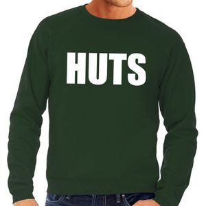 HUTS tekst sweater groen voor heren