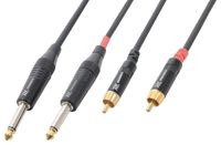 PD Connex Kabel 2x 6.3 Mono - 2x RCA Male 3m - thumbnail