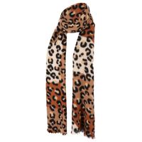 Sarlini Langwerpige Woven Sjaal Leopard Multi Camel - thumbnail