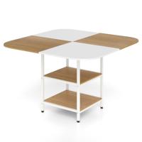 120 cm Moderne Eettafel Vierkante Keukentafel met Veelkleurig Tafelblad 2 Opbergvakken