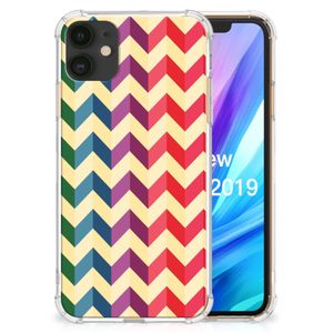 Apple iPhone 11 Doorzichtige Silicone Hoesje Zigzag Multi Color