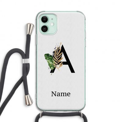 Charcoal Flora: iPhone 11 Transparant Hoesje met koord