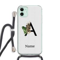 Charcoal Flora: iPhone 11 Transparant Hoesje met koord