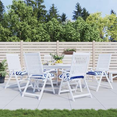 VidaXL Stoelkussens 6 st 50x50x7 cm stof gestreept wit en blauw