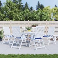 VidaXL Stoelkussens 6 st 50x50x7 cm stof gestreept wit en blauw