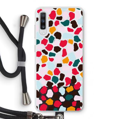 Colored Giraffe: Samsung Galaxy A70 Transparant Hoesje met koord