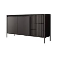 Meubella Dressoir Saran - Mat zwart - 153 cm - thumbnail