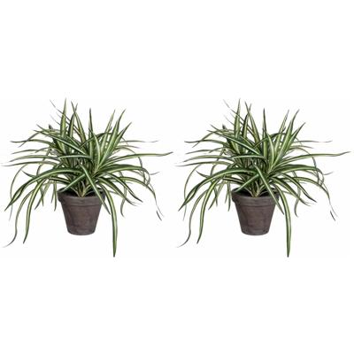 Dracaena kunstplant groen in grijze pot H34 cm x D40 cm