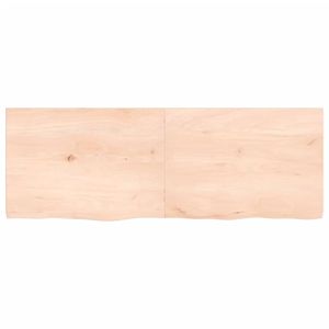 The Living Store Wandschap 140x50x4 cm onbehandeld massief eikenhout - Wandsteun