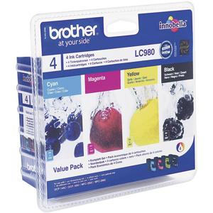 Brother Inktcartridge LC-980 Origineel Combipack Zwart, Cyaan, Magenta, Geel LC980VALBP