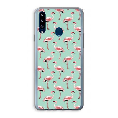 Flamingoprint groen: Samsung Galaxy A20s Transparant Hoesje