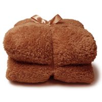 Plaid teddy l200b150 cm leerbruin. - Unique living