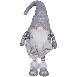 Decoratie kerstman gnome pop - staand - 40 cm - zilver - dwerg/kabouter