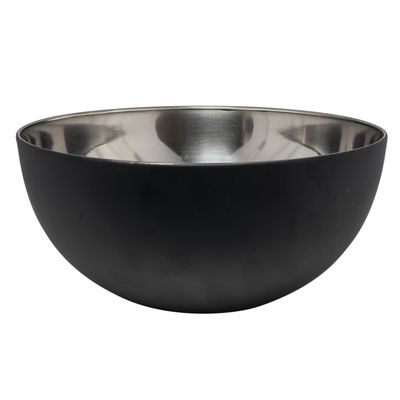 Salade/voedsel serveer schaal - mat zwart - RVS - D23 x H11 cm