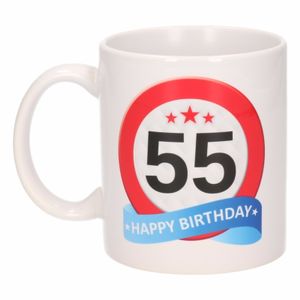 Verjaardag 55 jaar verkeersbord mok / beker   -