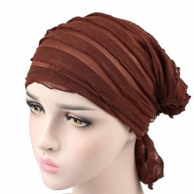 Moslim stapelen GLB chiffon fold tulband GLB chemotherapie GLB (koffie)